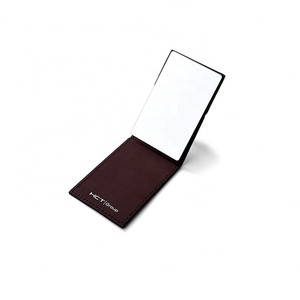 Custom Dressing Presents Small Foldable Black Pu Leather Stainless Steel Cosmetic <b>Mirror</b> - Product Image 2