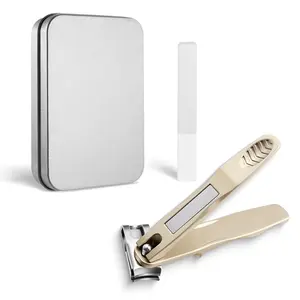 Prego Clipper Set Cor Preta Aço Inoxidável Unhas e Unhas Clippers com Prego File Sharp Nail Cutter com Metal Case