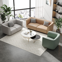 Ensemble de canapés modernes de luxe, rembourrés et courbés, 1, 2 et 3 places, style minimaliste pour la zone de réception du bureau