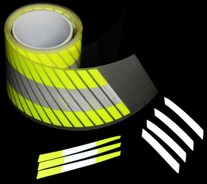 Toppe di trasferimento di calore del nastro del nastro riflettente giallo fluorescente in doppia visibilità per indumenti di sicurezza - Product Image 1