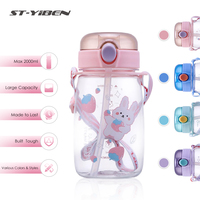 Bouteille d'eau pour enfants Yiben, en plastique, pour l'école, avec paille personnalisée, pour boissons chaudes