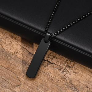 Collar con Barra Inicial para Hombre, Colgante de Barra Vertical Geométrica Gruesa con Letras de la A a la Z, Collar Sencillo Informal, Regalo para Él - Product Image 2