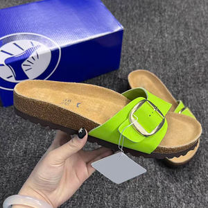 Sandales <span class=keywords><strong>Birkenstock</strong></span> pour femmes en cuir de vachette de haute qualité, dessus en daim, semelle intermédiaire en liège, bout fermé, mules confortables et souples, sabots de printemps - Product Image 1