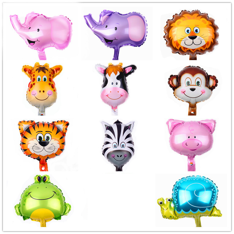 Mini décoration de fête jouet animal de bande dessinée en forme de tête de ballon de papier d'aluminium en gros