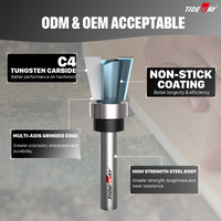 TIDEWAY Fraise à queue de pie en carbure de tungstène à 2 dents, avec roulement inférieur, personnalisable OEM, pour la découpe de MDF