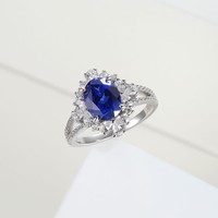 Bague en argent sterling 925 de qualité supérieure avec saphir bleu royal de 3 carats cultivé en laboratoire, pour un cadeau de mariage ou d'anniversaire
