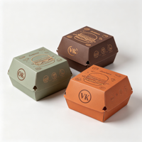 Boîtes d'emballage en papier pour hamburgers à emporter, logo personnalisé, poulet à emporter, contenants jetables de qualité alimentaire pour la restauration rapide