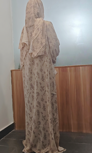 J-259 elegante abito <span class=keywords><strong>da</strong></span> preghiera <span class=keywords><strong>da</strong></span> donna in raso elegante Abaya di alta qualità con Hijab <span class=keywords><strong>da</strong></span> Dubai stampa floreale per Eid Muslim festival - Product Image 4