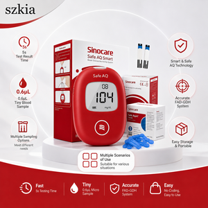 เครื่องวัดระดับน้ำตาลในเลือด <span class=keywords><strong>Sinocare</strong></span> Safe AQ Smart แบบไม่ต้องใช้รหัส  พร้อมระบบแจ้งผลด้วยเสียง  ใช้ตัวอย่างเลือดเพียง 0.6uL  ชุดตรวจเบาหวานที่บ้านพร้อมแผ่นทดสอบ FAD-GDH - Product Image 1
