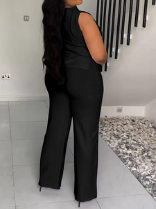 BR4169 nuovo abito 2024 estivo Plus Size da donna tinta unita Casual senza maniche - Product Image 5