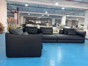 Kabasa OEM ODM Italian Style Minimalist Simple Modern Couch Living Room Sofa Furniture Set Leather Sofa