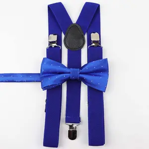 Conjunto de gravata e laço unissex em cor lisa, suspensório de poliéster e com costas, estrela, ponto prateado, elástico ajustável, para homens e mulheres