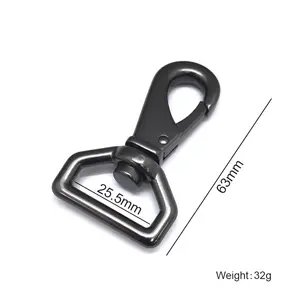 63 mm metal dog hook in black plating snap hook