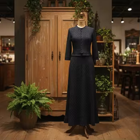 Ensemble deux pièces pour femmes : robe en tricot à manches longues et cardigan avec strass, jupe longue