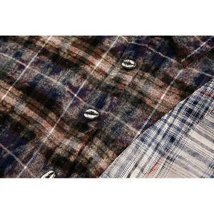Chemise en flanelle délavée à carreaux surdimensionnée pour homme, respirante, à manches longues, col rabattu, décontractée, pour l'automne - Product Image 3