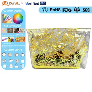 Bolsa de Cosméticos Transparente de PVC con Purpurina de Estrellas, Bolsa de Cosméticos de Viaje de Gran Capacidad y Alta Calidad con Botón, Puede Guardar Productos para el Cuidado de la Piel - Product Image 1