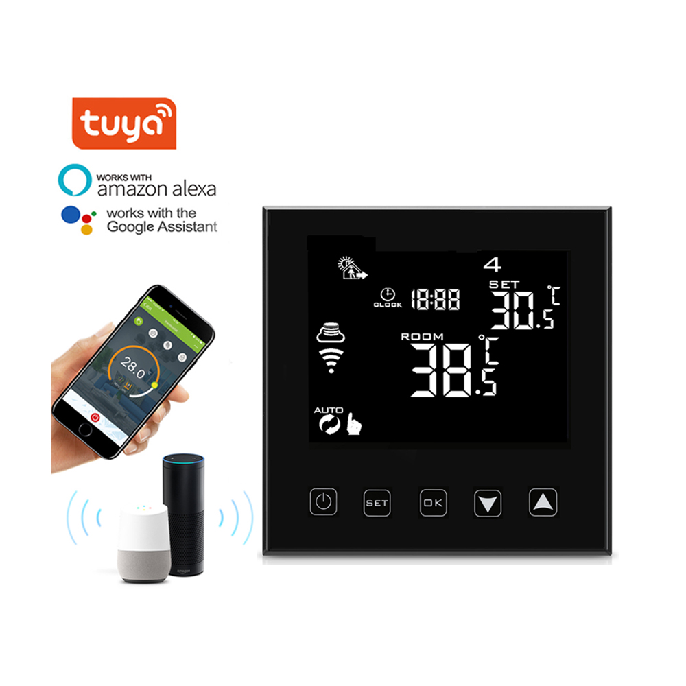 Termostato inteligente da temperatura, temperatura programável digital do quarto sem fio 24v 220v para android e apple ios