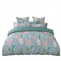 Parure de lit en coton Tropical Paradise, motif Monstera bleu sauge, pour B&B, livraison directe UE, 3 pièces, stock Pologne