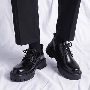 Nouvelles chaussures habillées décontractées de style britannique pour hommes, chaussures Derby à semelle épaisse augmentant la taille, chaussures en cuir PU pour hommes - Product Image 4