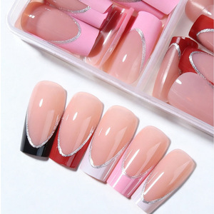 Lot de 96 faux ongles à presser, style français, avec strass scintillants, pour manucure transfrontalière, vente en gros - Product Image 5