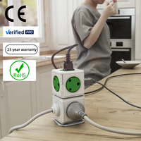 Multiprise portable France Cube avec 3 prises CA et 4 ports USB à charge rapide pour voyages en France et dortoirs