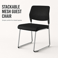 Chaise d'invité empilable sans accoudoirs en maille avec siège rembourré et base chromée pour bureaux, salles de réunion, de formation et de réception