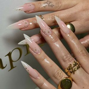 Ongles Press-On Faits Main Colorés avec Pierres Précieuses, Qualité Supérieure, Accents 3D en Bijoux, Ongles Stiletto de Luxe pour une Ambiance Glamour en Soirée - Product Image 2