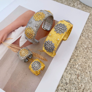 Juego de Joyería Brasileña Africana de Lujo al por Mayor, en Oro y Plata, con Diseño de Estrella y Filigrana, Pulsera y Anillo con Circonitas, Brazaletes Grandes - Product Image 3