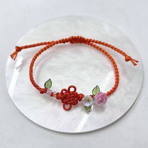 Chinese Knot Red Braided <strong>Bracelet</strong> <strong>Cute</strong> Little Flower Friendship <strong>Bracelet</strong> - Product Image 1