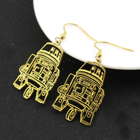 Boucles d'oreilles tendance en métal de type robot R2-D2 de la guerre des étoiles, boucles d'oreilles ajourées de l'Alliance Rebelle, cadeaux pour les fans