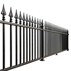 Classic Iron Security Fence Spearhead Finials <b>Powder</b> Coated Rustproof Rectangle Frame Easily Assembled Balaji Metals for Outdoor - Product Image 1