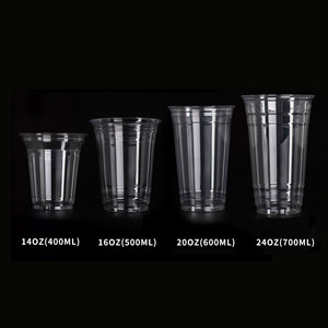 Gobelets en plastique transparent PET avec couvercle pour café, thé à bulles, boba glacé, 8, 12, 16, 32 oz, personnalisables avec logo, vente en gros - Product Image 1