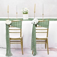 Boho Style Sage Green Chair Bows Sashes Tie-Back Housses décoratives pour la réception de mariage Événements Banquets Décoration de chaise de plage