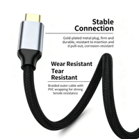 Adaptateur de câble vidéo Type C 4K 60Hz, coque en alliage d'aluminium tressée en nylon, convertisseur vidéo pour ordinateur portable, tablette, téléphone de type C