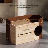 Niche pour chat en bois multifonctionnelle très demandée avec griffoir en sisal et espace de repos fermé pour chats d'intérieur