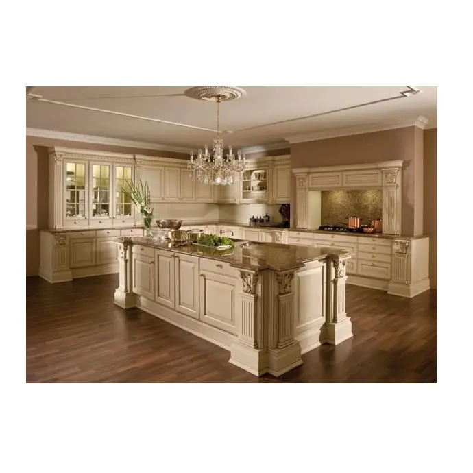 Cbmmart Set Kabinet Dapur, Set Kabinet Dapur Kayu Solid Pulau Mewah Desain Modern