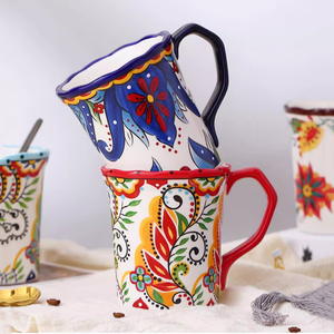 Nordic 500ml <b>Large</b> Coffee <b>Mug</b> Bohemia Ceramic <b>Mug</b> with Saucer - Product Image 1