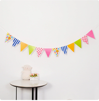Bannière de drapeaux rayés Diwali pour baby shower, anniversaire et fêtes, faite à la main en papier de qualité