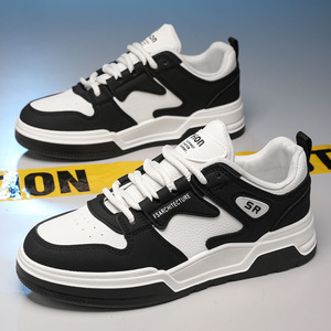 Summer Men's Casual Sneakers Trendy All-Match <b>White</b> Platform Sneakers Breathable <b>Lace</b>-Up Design for Students - Product Image 1