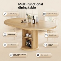 Table à manger ovale extensible en bois de style nordique, gain de place, 47"-63", pour 4 à 8 personnes