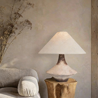Lampe de table en céramique rustique Wabi-Sabi vieillie avec abat-jour en tissu beige, douille E27 pour chambre à coucher, salon, décoration intérieure