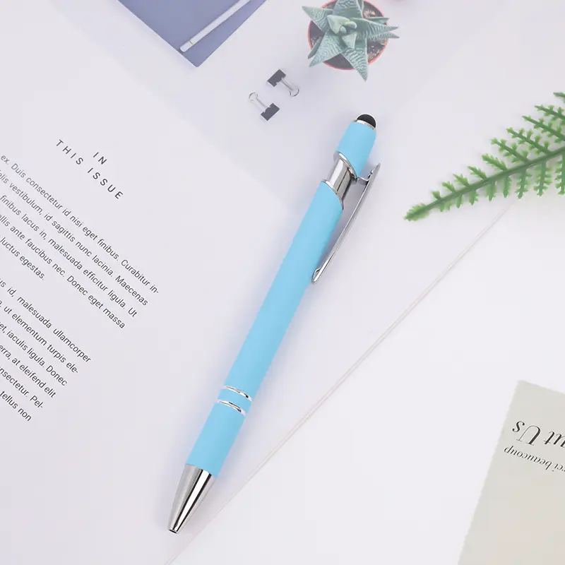 Promotional Cheapest Aluminum Ballpoint Stylus Pen With Soft Rubber Touch Screens Cheap Custom Logo Ball Pen For Mobile