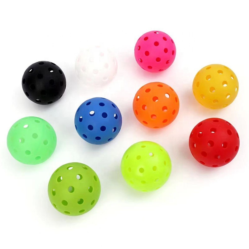 Wholesale 24 Pieces Per Set 26-Hole Indoor & 40-Hole Outdoor TPE Eco-Friendly 74mm Pickleball Balls Customized Logo Free Sample