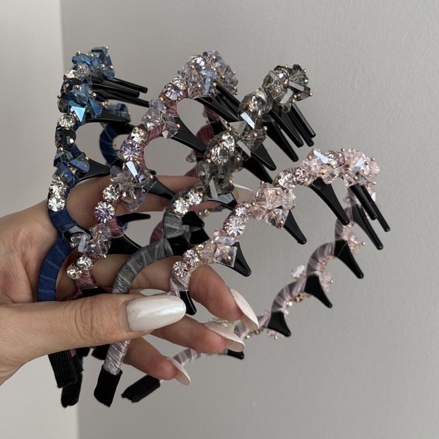 Korean Luxury Crystal Large Rhinestone Headbands Hair Bands Fashion Jewelry Women Wedding Engagement Hair Accessories Wholesale