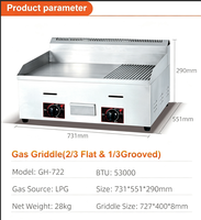 Gewerbliche Restaurantküche Gas-Griddleplatte Gas-Grill Kochausrüstung (2/3 Glatt & 1/3 Gerillt)