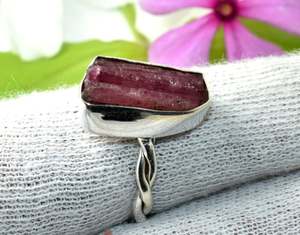 Attractive Natural 925 Sterling Silver Natural Pink Tourmaline Gemstone Untreated Rough Shape Beautiful Handmade <b>Finger</b> <b>Ring</b> - Product Image 5
