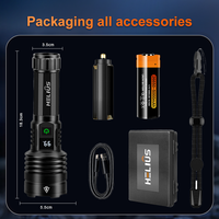 Lampe torche tactique en alliage d'aluminium KZK, 5 modes, rechargeable par USB, affichage numérique de la puissance, zoom télescopique, LED blanche