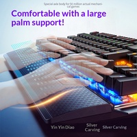 Clavier mécanique en aluminium pleine taille YINDIAO K100 108 touches avec bouton rotatif, repose-poignets et 12 modes d'éclairage arc-en-ciel pour PC Gamer