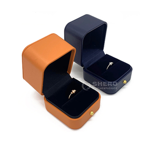 Caja de Regalo para Joyería Azul Naranja, Caja de Joyería Cuadrada de Alta Calidad con Logotipo Personalizado, de Cuero PU Negro - Product Image 1