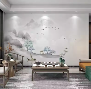Personnalisé 8D Nouveau <span class=keywords><strong>Papier</strong></span> Peint Paysage à l'Encre <span class=keywords><strong>de</strong></span> Chine pour TV Fond Hôtel Boîte Salon <span class=keywords><strong>de</strong></span> Thé Zen Mural Moderne Peel Stick - Product Image 1